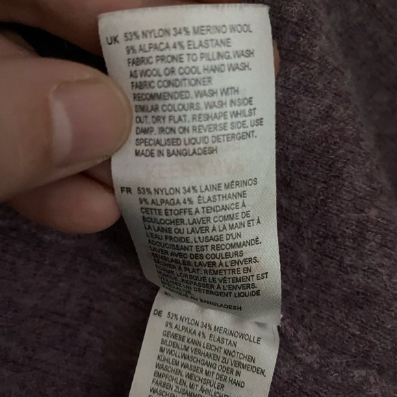 Merino Wool Blend Open Drape Cardigan Sweater OS Purple Lavender Big Pockets - Picture 4 of 7